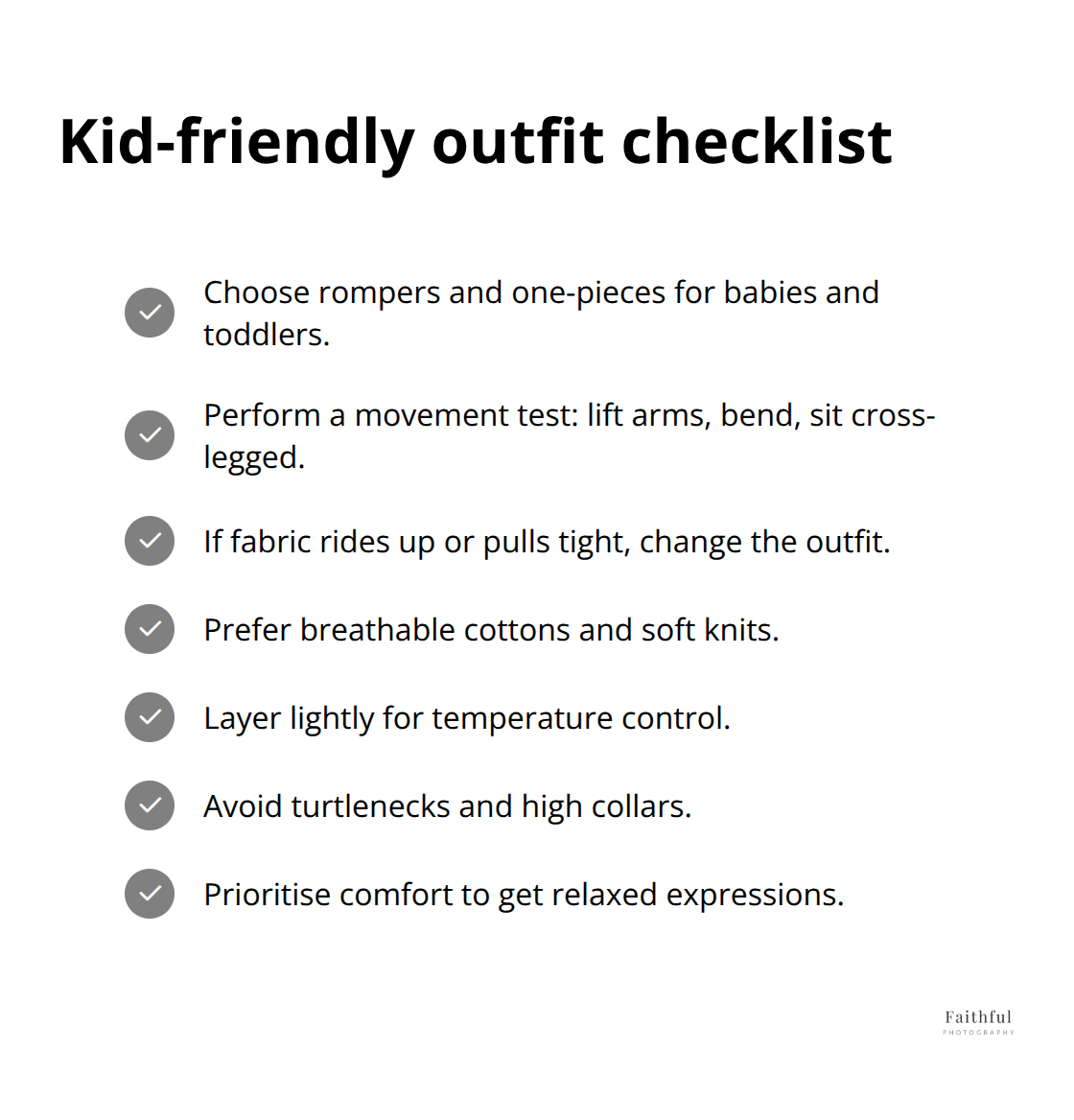 Checklist to dress children comfortably and camera-ready for Australian family photos - family photoshoot wardrobe