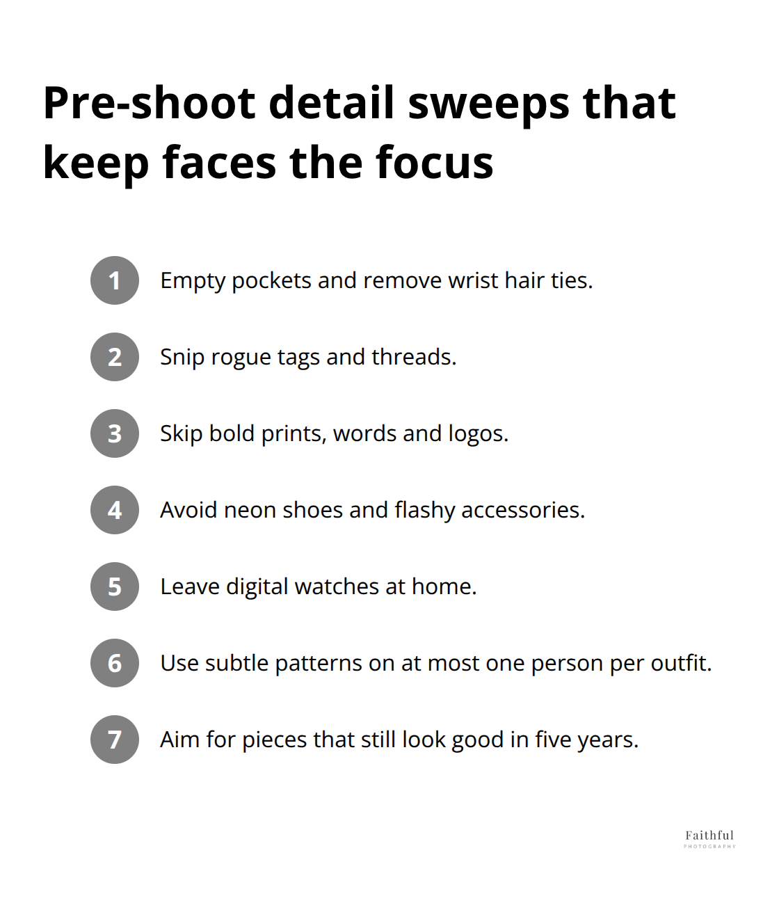 Compact list of distractions to remove before Australian family photos - family photoshoot wardrobe