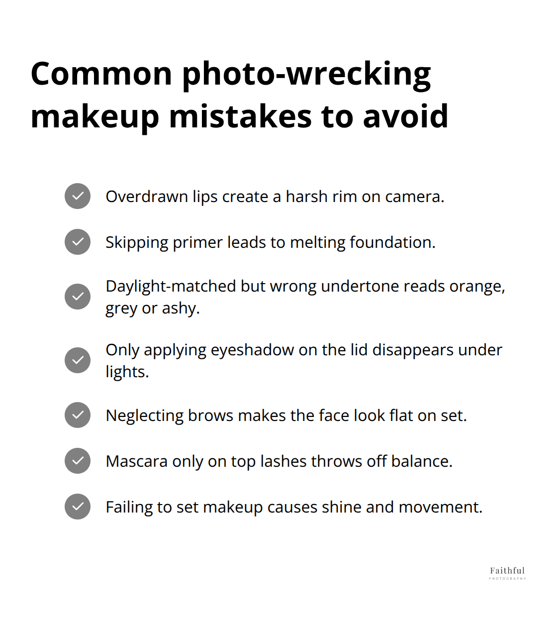 In-House Hair Makeup Sydney: Look Your Best Without the Fuss 3 Checklist of common makeup mistakes that negatively impact studio photos - In-house hair makeup Sydney