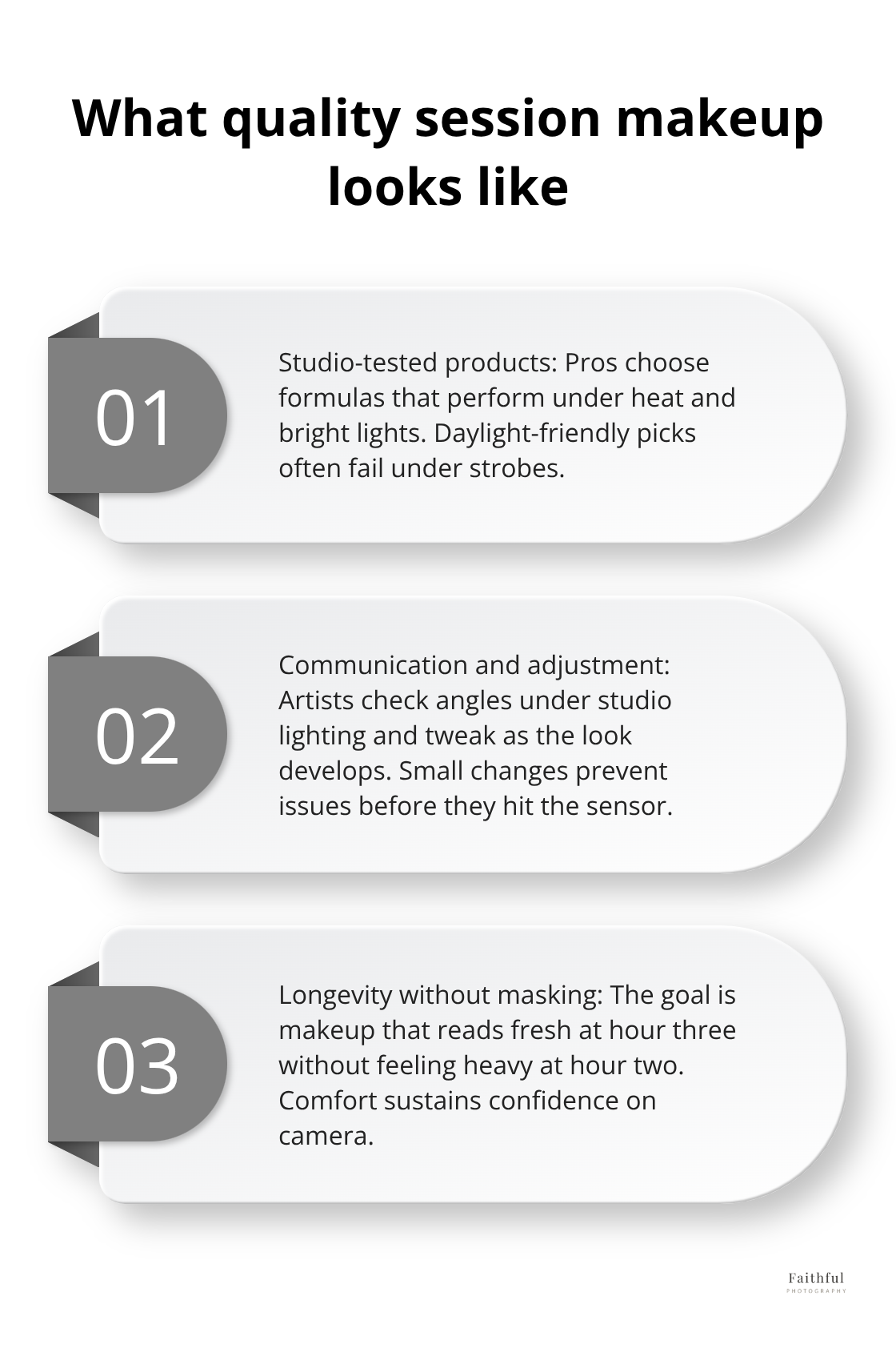 Three key practices professionals use during a studio session - In-house hair makeup Sydney